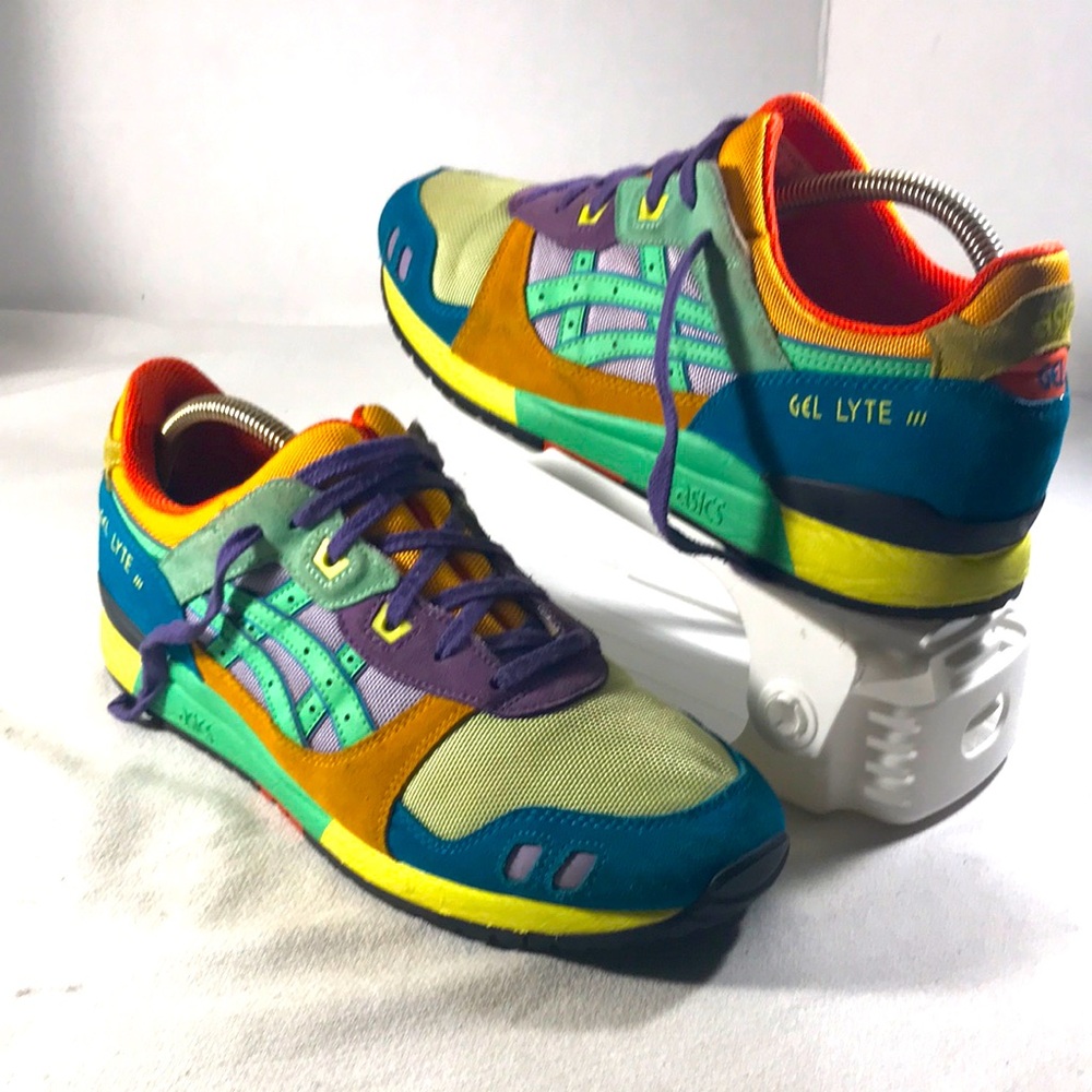 ASICS Mens Gel-Lyte lll OG Day-Lyte Tourmaline Colorway Suede & Mesh Sneakers